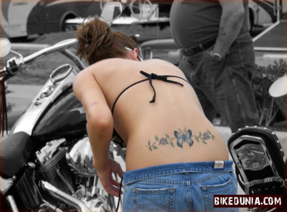 Biker Girl Barbed Wire Tattoo