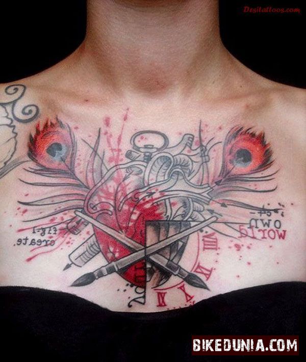 Biker Girl Heart Tattoo